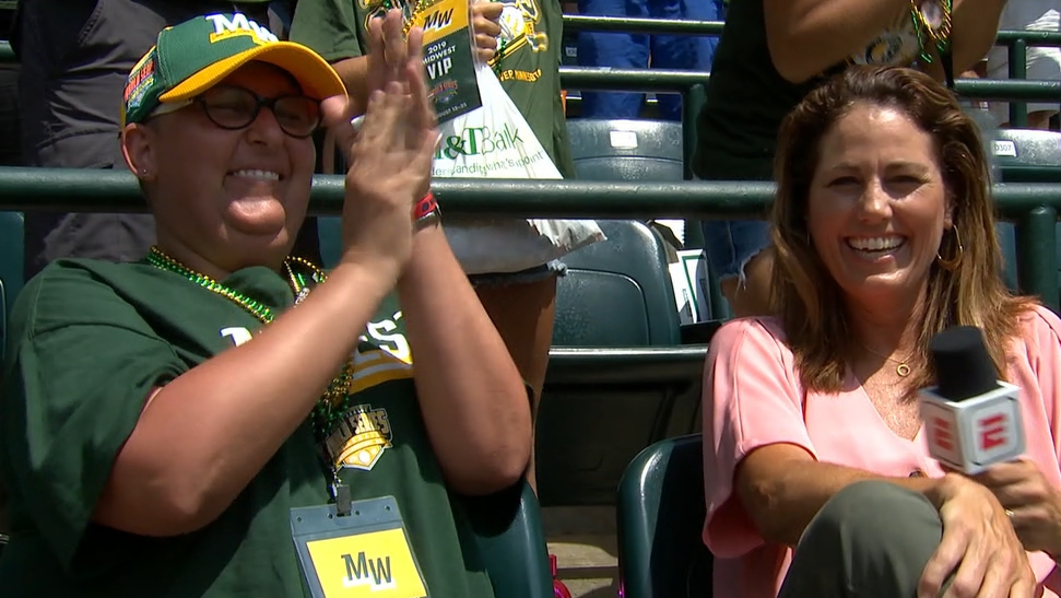 Mom battling leukemia reacts to son scoring mid-interview