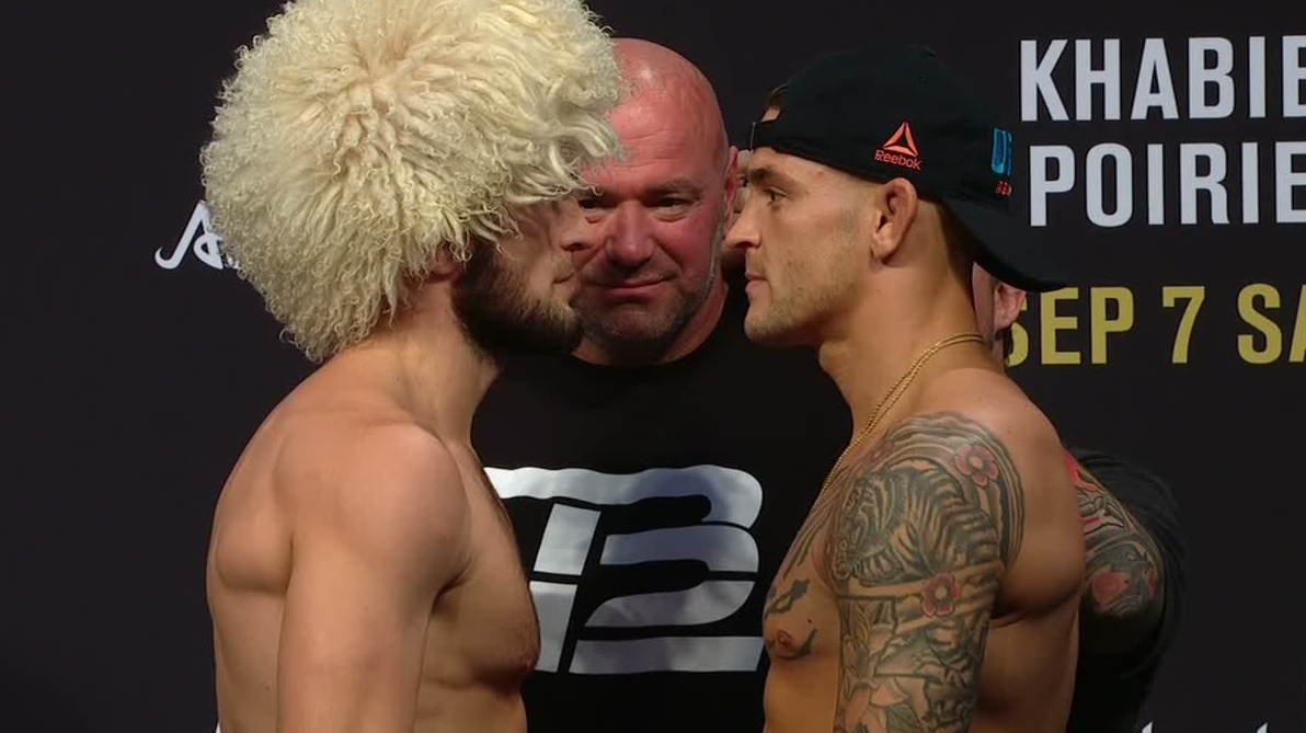 Khabib Poirier face off before showdown at UFC 242