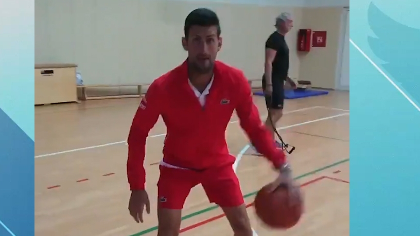 Djokovic Shows Off His Basketball Skills Watch Espn