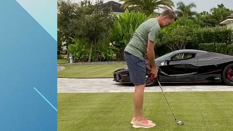 This PGA golfer shows off his pinpoint accuracy with a Ferrari