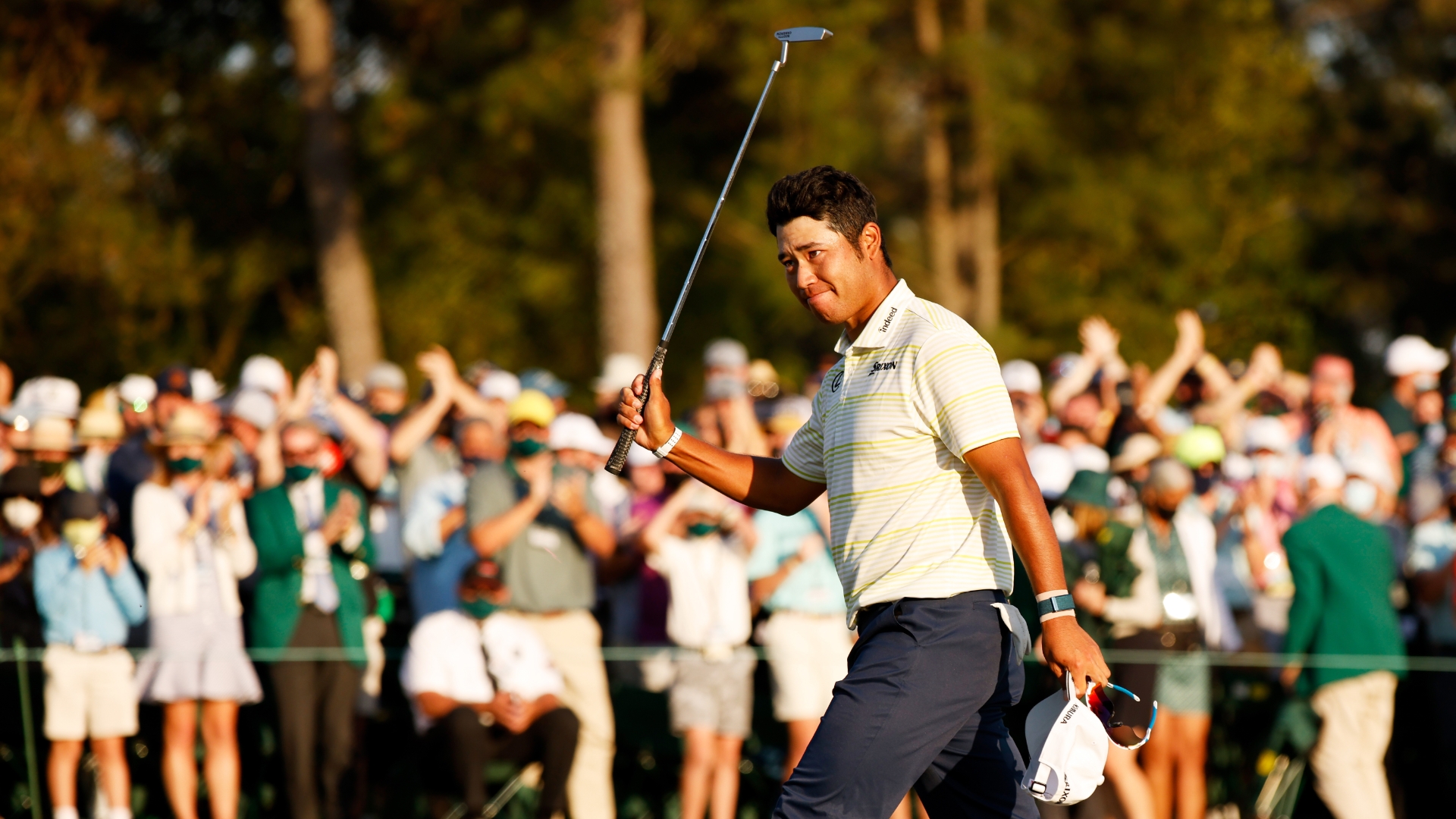 Matsuyama celebrates his Masters victory after sinking putt on 18