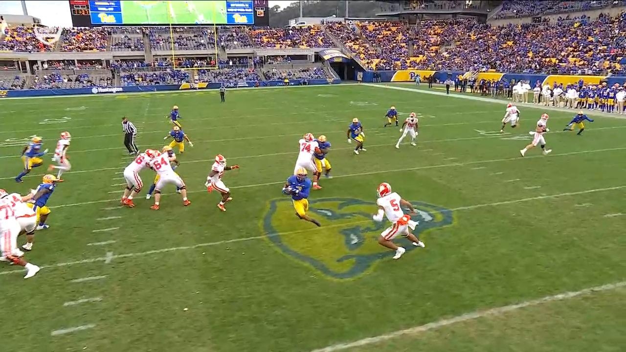 Pitt's defense returns interception 50 yards to the house
