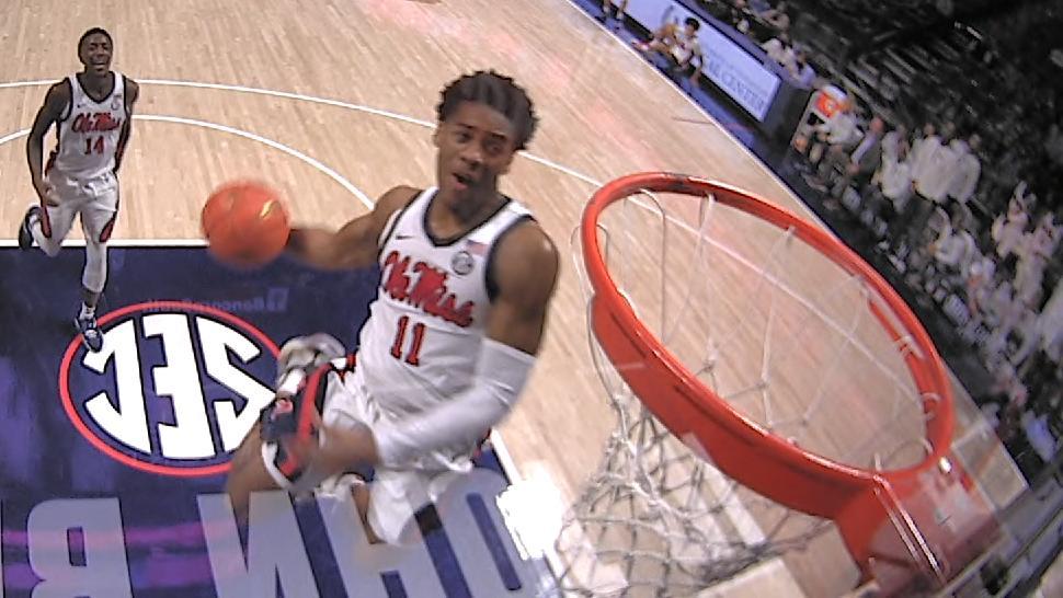 Ole Miss guard shows out with vicious windmill slam