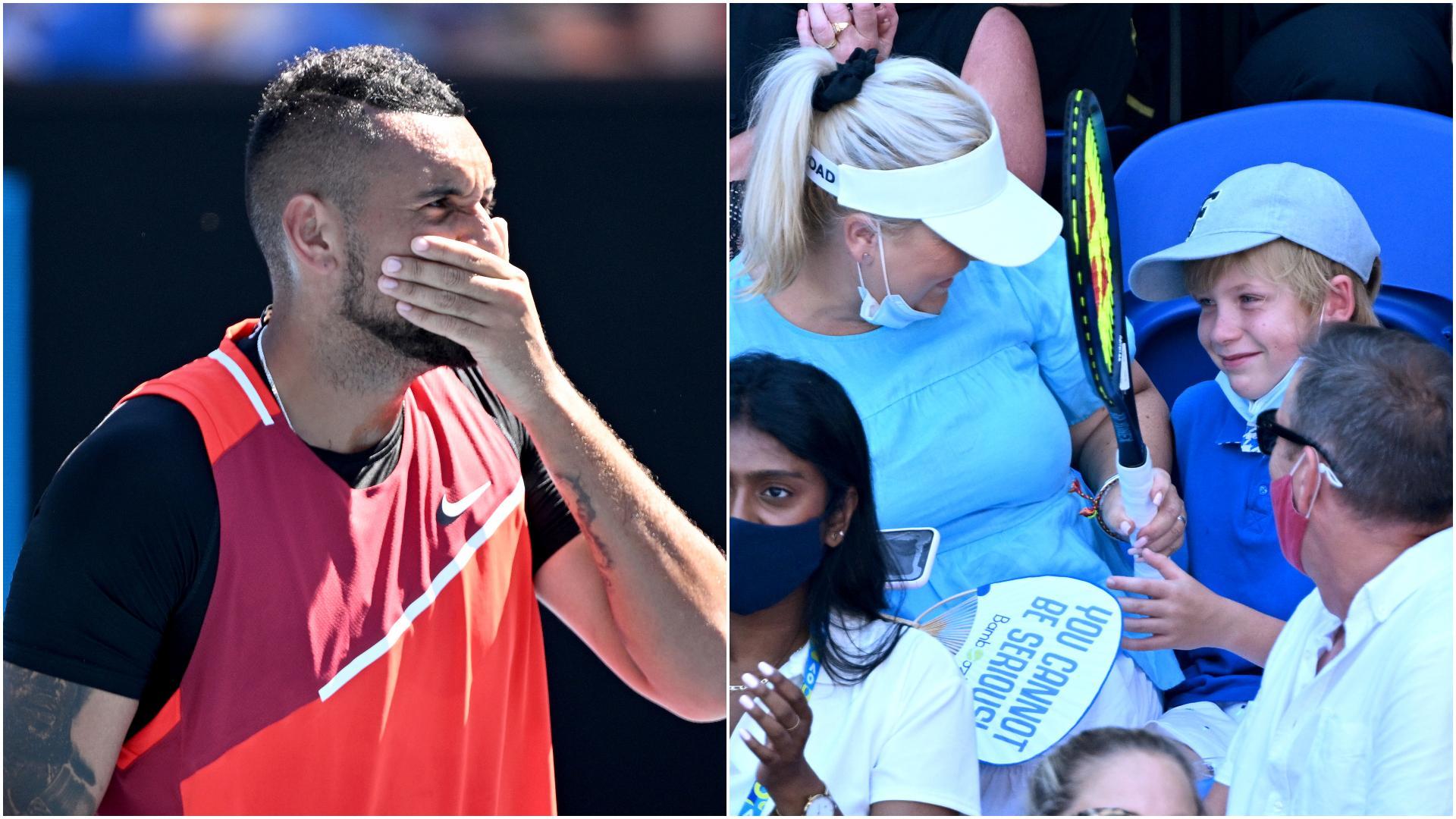 Kyrgios hits young fan with ball, then gives him a racket