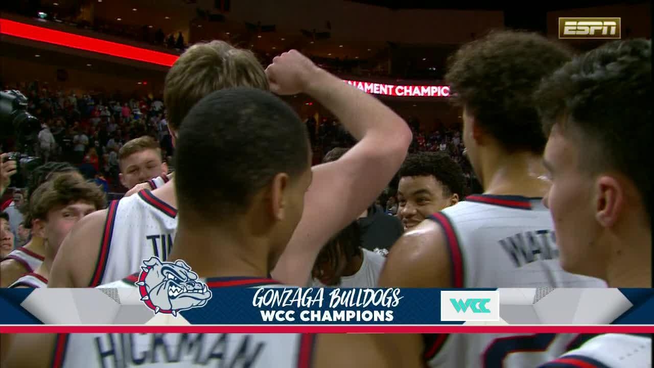 The Gonzaga Bulldogs celebrate as they take home the WCC title - Stream the Video