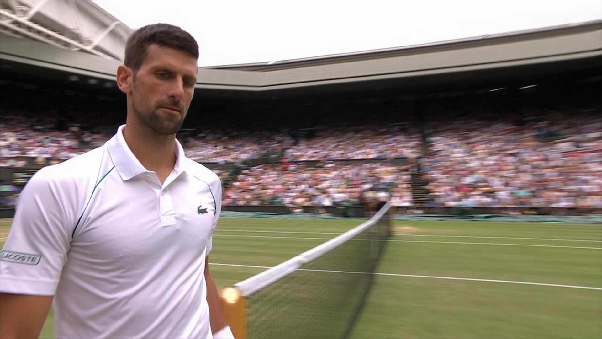 Djokovic body checks the camera after giving up serve to Sinner - Stream the Video