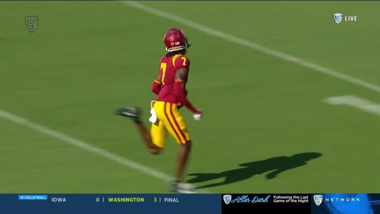 Calen Bullock takes it 93 yards for a USC pick-6 - Stream the Video