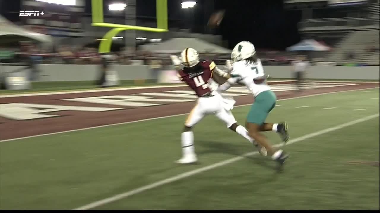 Tyrone Howell makes an outstanding one-handed snag for a ULM TD ...