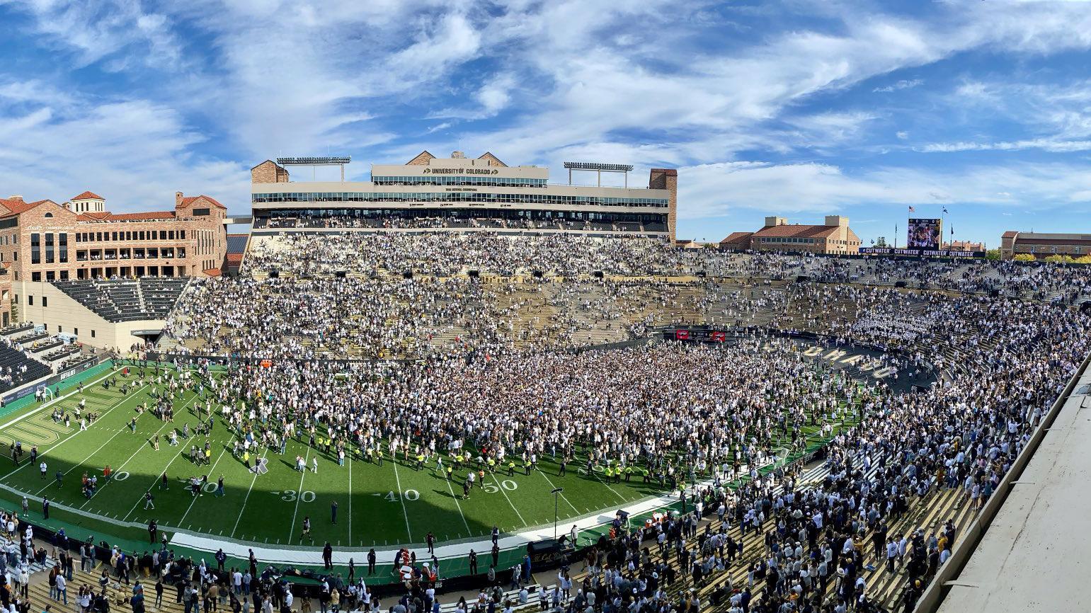 Colorado fans storm field after their first win of season Watch ESPN