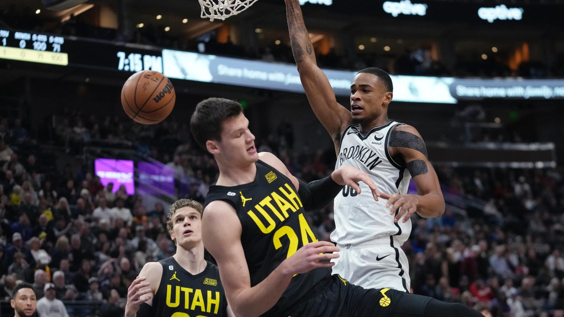 Nic Claxton bodies Walker Kessler for the poster slam Watch ESPN