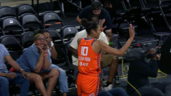 UNCASVILLE, CT - JUNE 15: Atlanta Dream forward Nia Coffey (12) in action  during the WNBA game between Atlanta Dream and Connecticut Sun on June 15,  2022, at Mohegan Sun Arena in