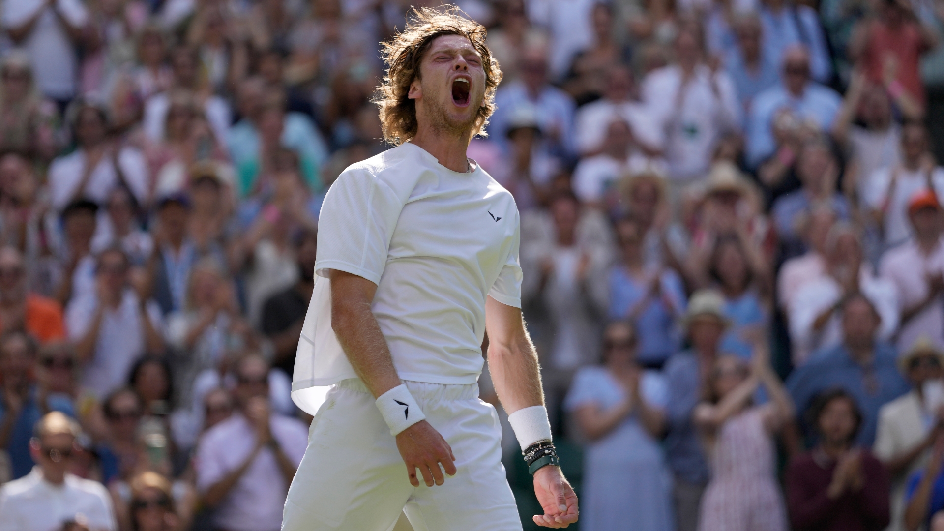 Andrey Rublev advances after incredible diving point