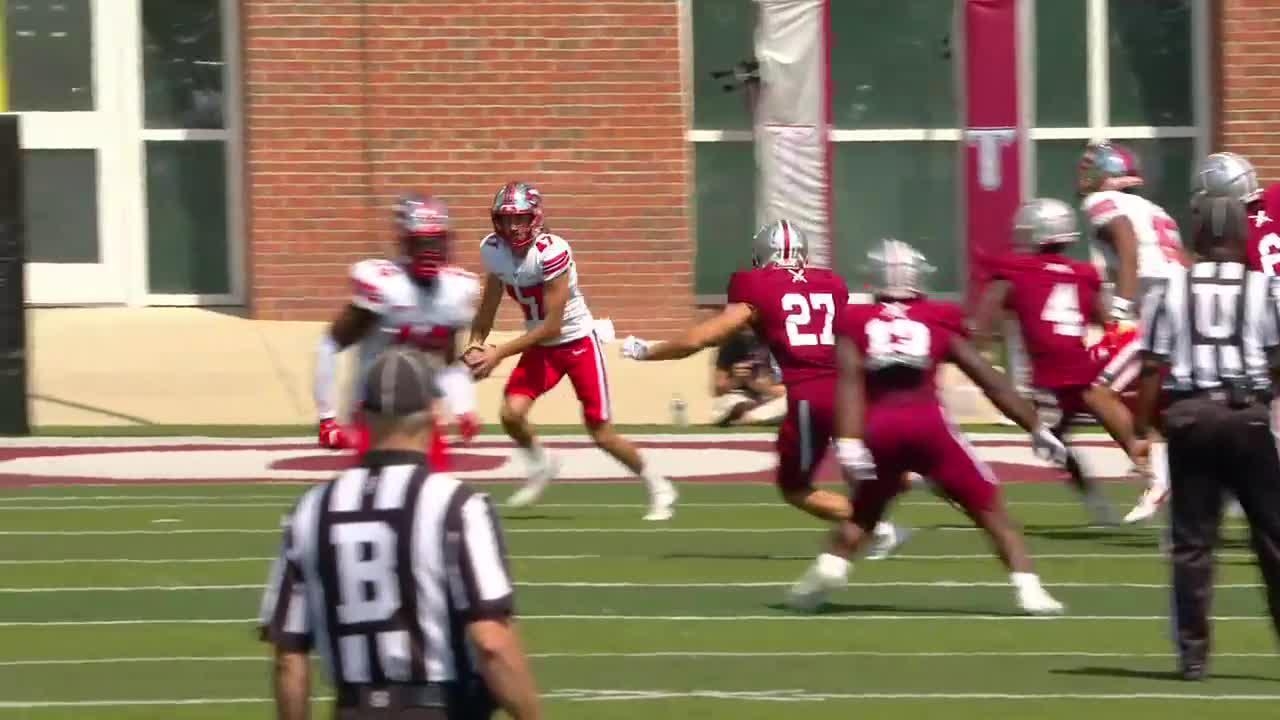 Western Kentucky punter shows off the moves to avoid the block