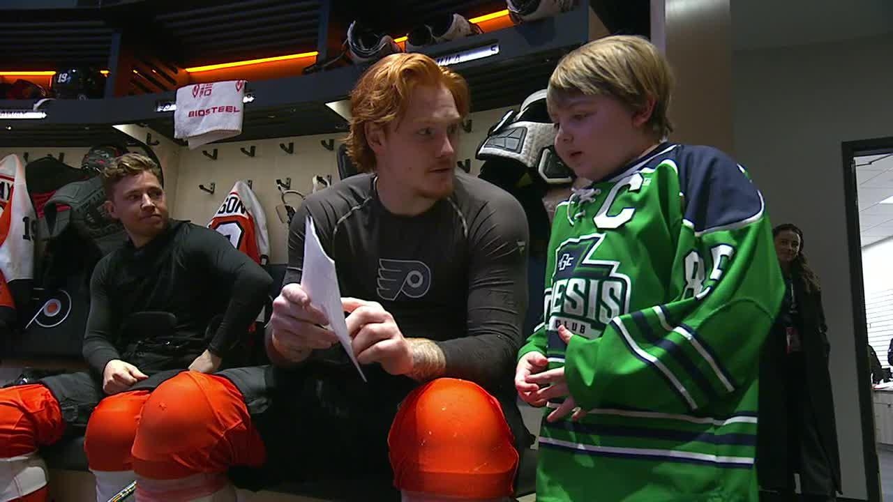 Flyers honor 9-year-old Owen Micciche on Hockey Fights Cancer Night