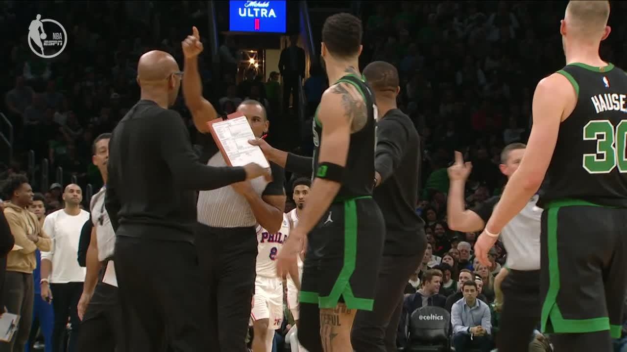 Jayson Tatum gets ejected after review and technical