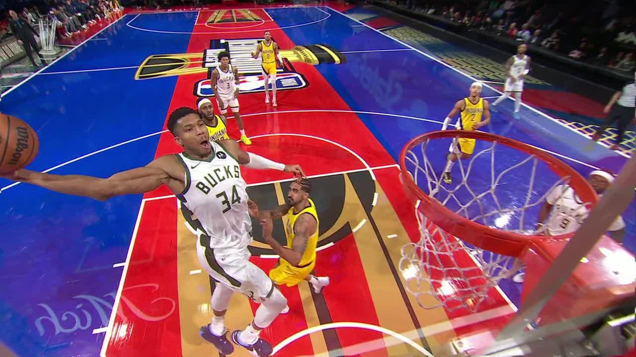 Giannis hammers home one-handed dunk vs. Indiana
