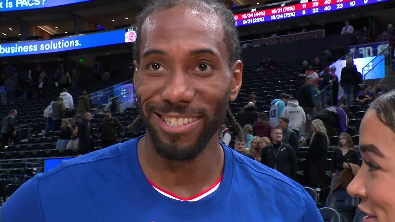 Kawhi cracks a smile talking about his 3-point floater