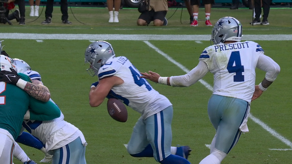 Dak Prescott fumbles early on the goal line vs. the Dolphins Stream