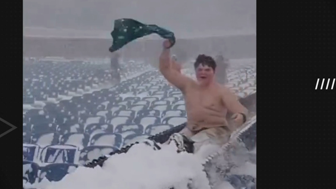Shirtless Bills Fan Takes A Ride On The Snow Slide Stream The Video Watch Espn 1967