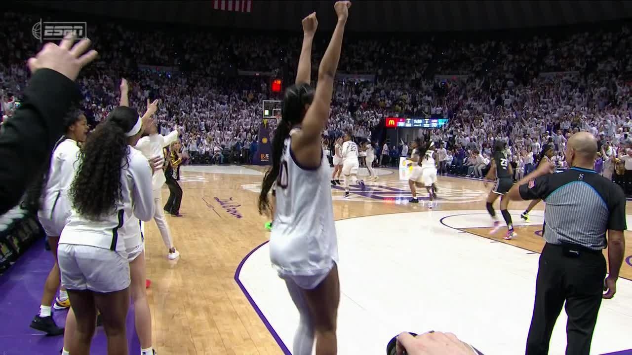 The crowd goes bananas after Hailey Van Lith drains 3