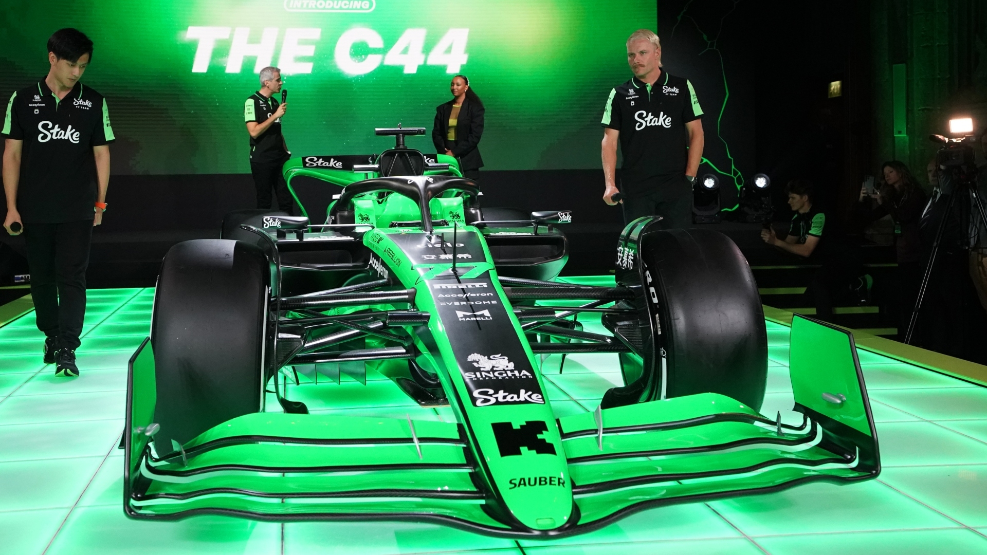Sauber launches new black and green livery under new name 'Stake'
