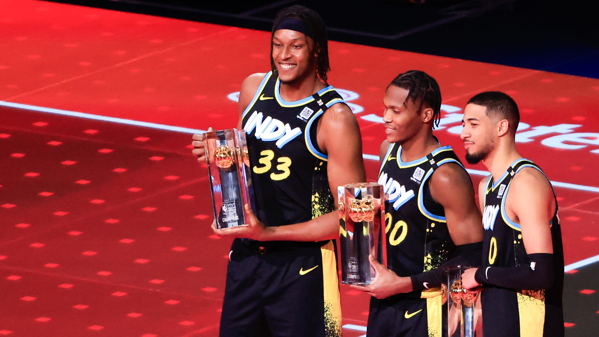 Haliburton sinks half court shot as Team Pacers win skills challenge