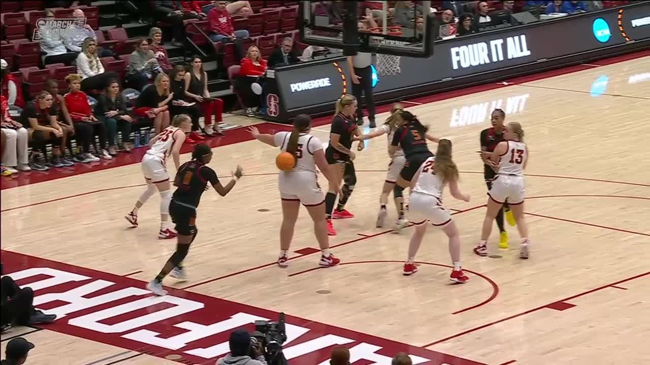 Shyanne Sellers throws it off a defender's back for a bucket
