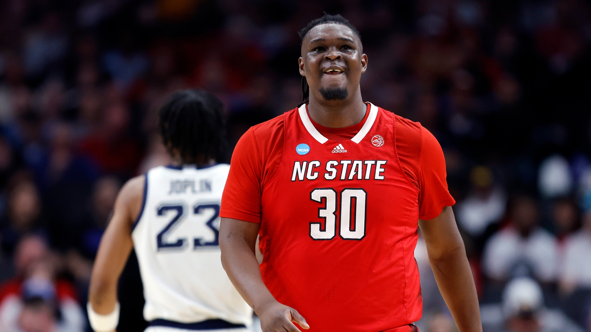 DJ Burns finishes crafty up-and-under layup for NC State