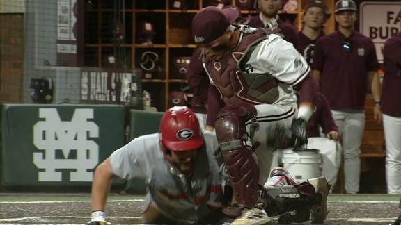 11 ejections occur after collision at plate in Mississippi State-Georgia - ESPN Video