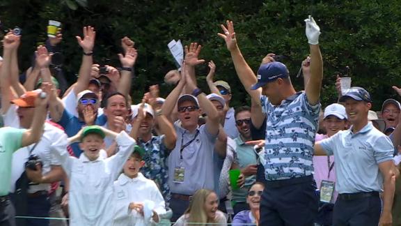Gary Woodland rolls in the ace