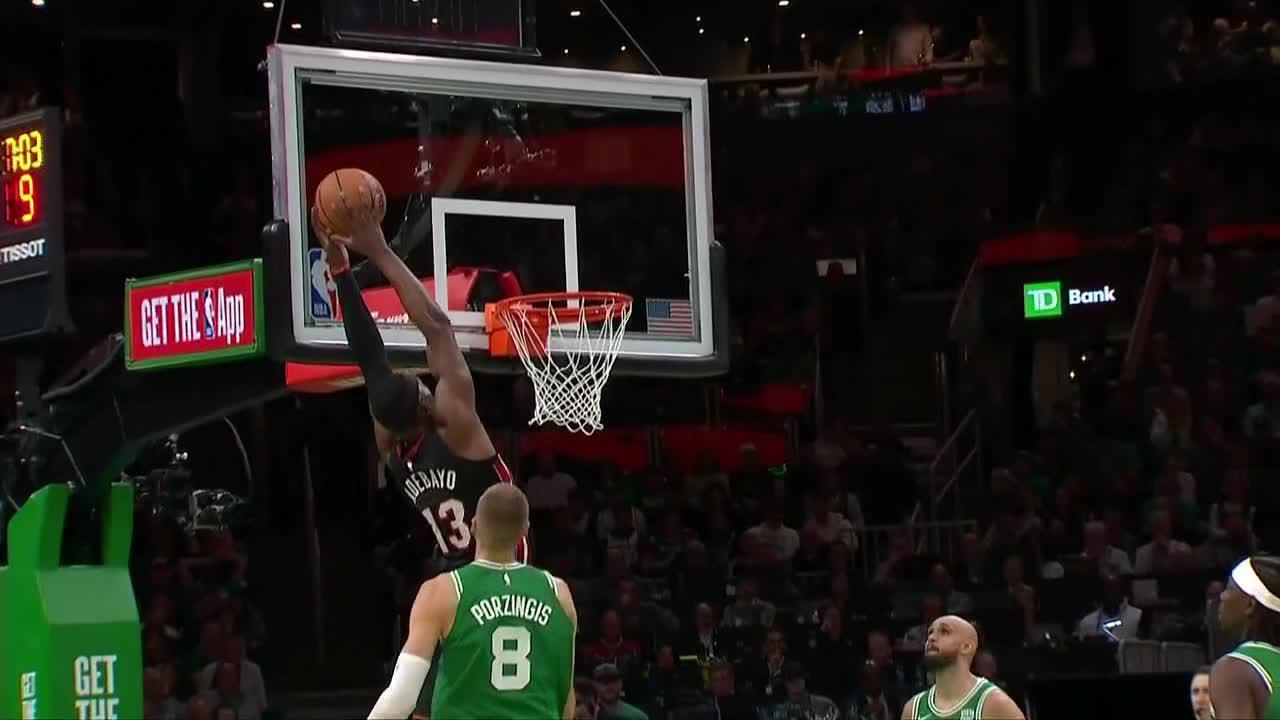 Bam reaches way up for alley-oop slam