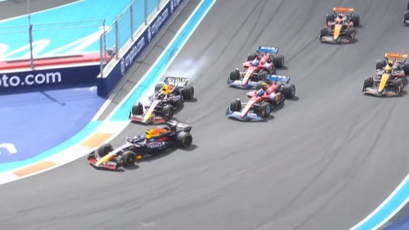 Verstappen, Perez nearly collide on opening turn of Miami Grand Prix