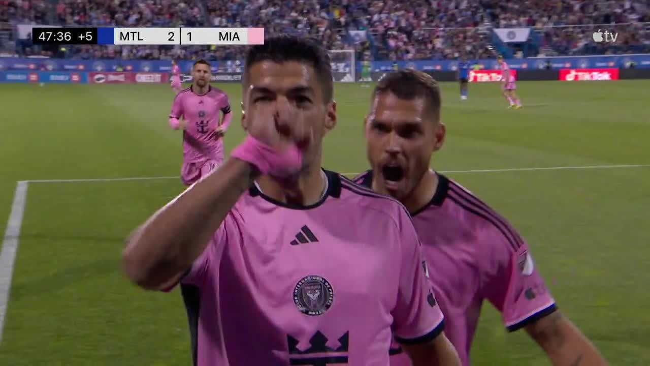 Luis Suarez equalizes on the stroke of halftime for Inter Miami
