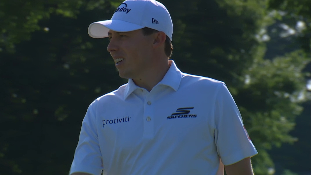 Matt Fitzpatrick lets out a smile after burying this beautiful putt