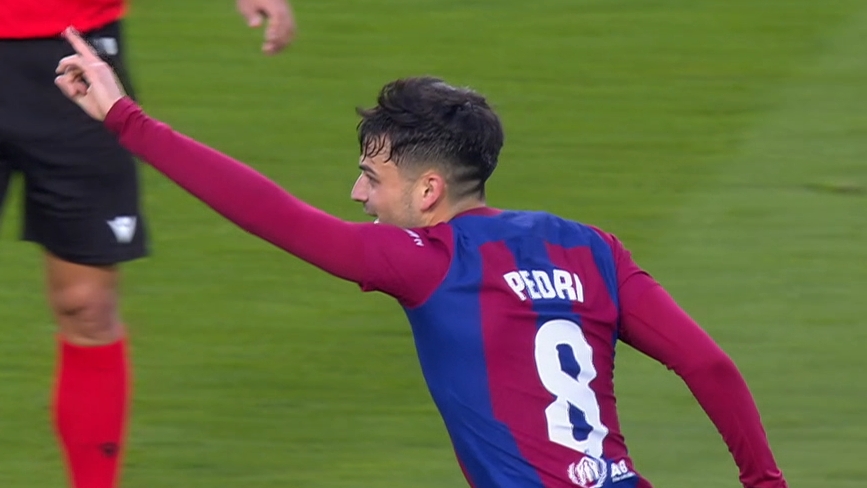 Pedri scores his second goal of the game for Barca