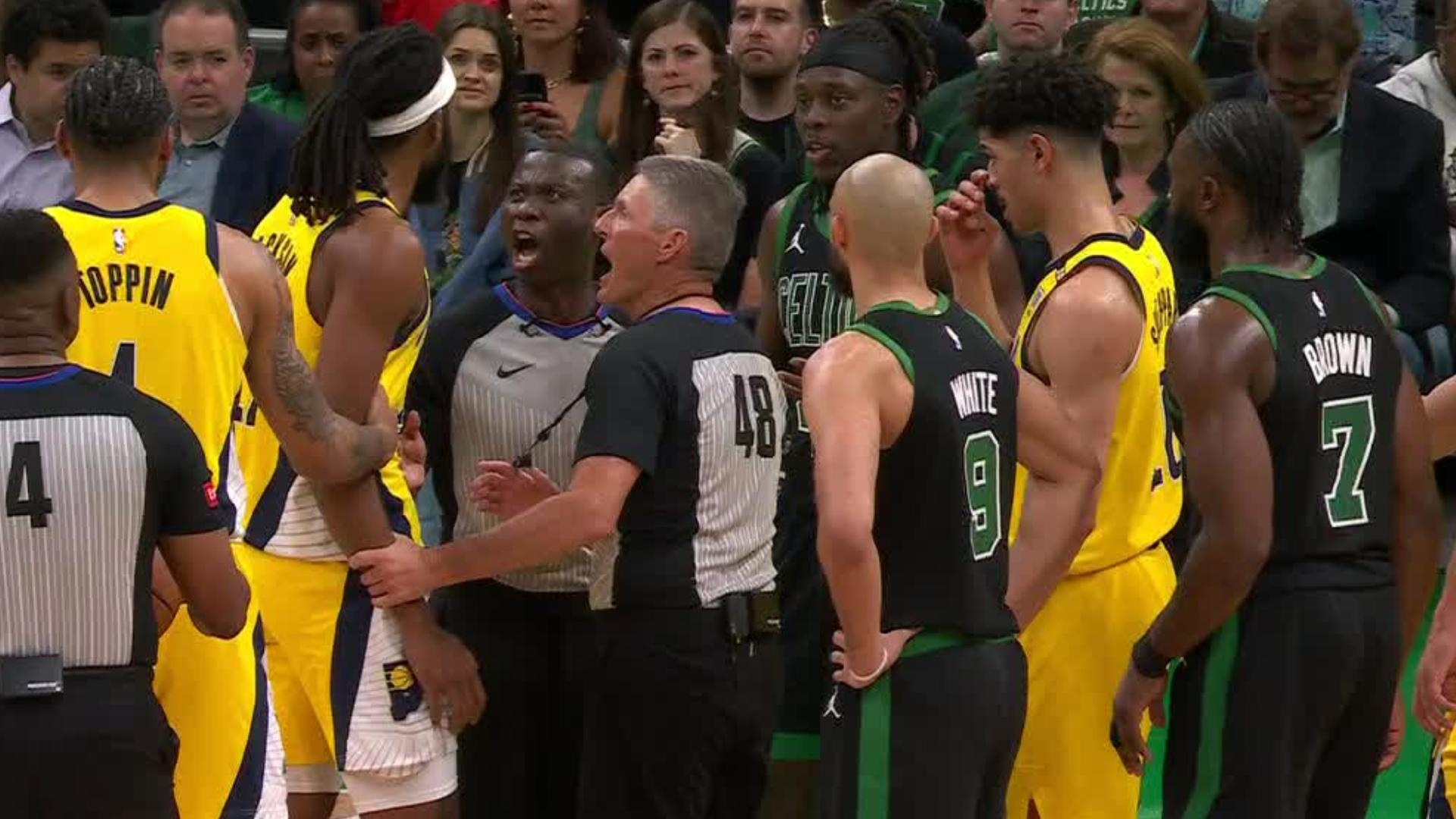 Celtics-Pacers exchange words after boxout attempt