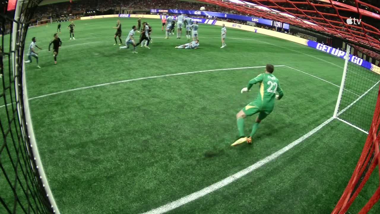 Mateusz Bogusz slots in the goal for LAFC