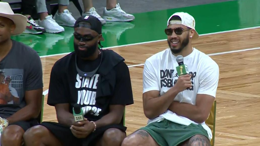 Jayson Tatum takes dig at Heat in Celtics' championship celebration