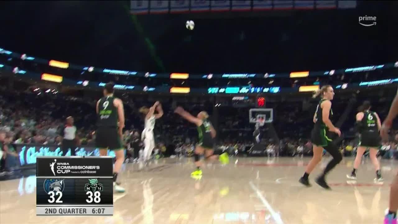 Sabrina Ionescu lets it fly and drains a 3 from deep