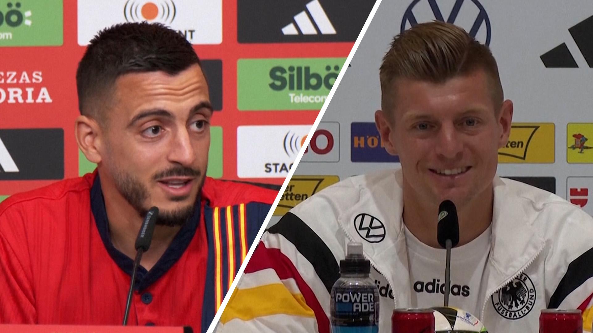 Joselu and Toni Kroos friendly mocking ahead of Spain vs. Germany