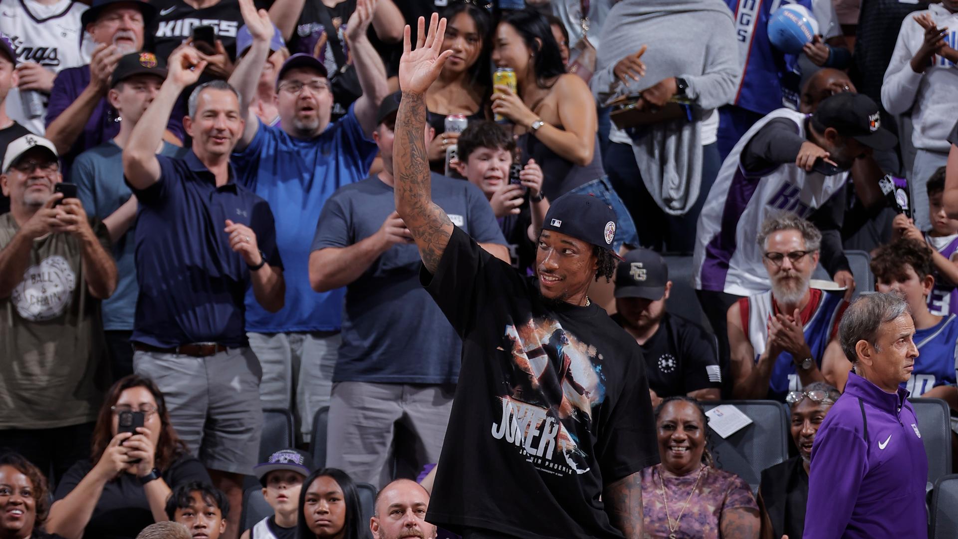 DeMar DeRozan takes in Kings game after being traded to Sacramento