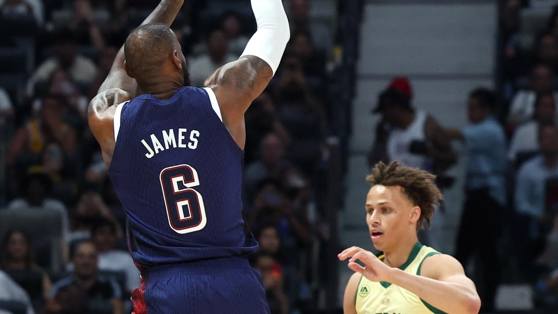 LeBron drills a deep trey for Team USA