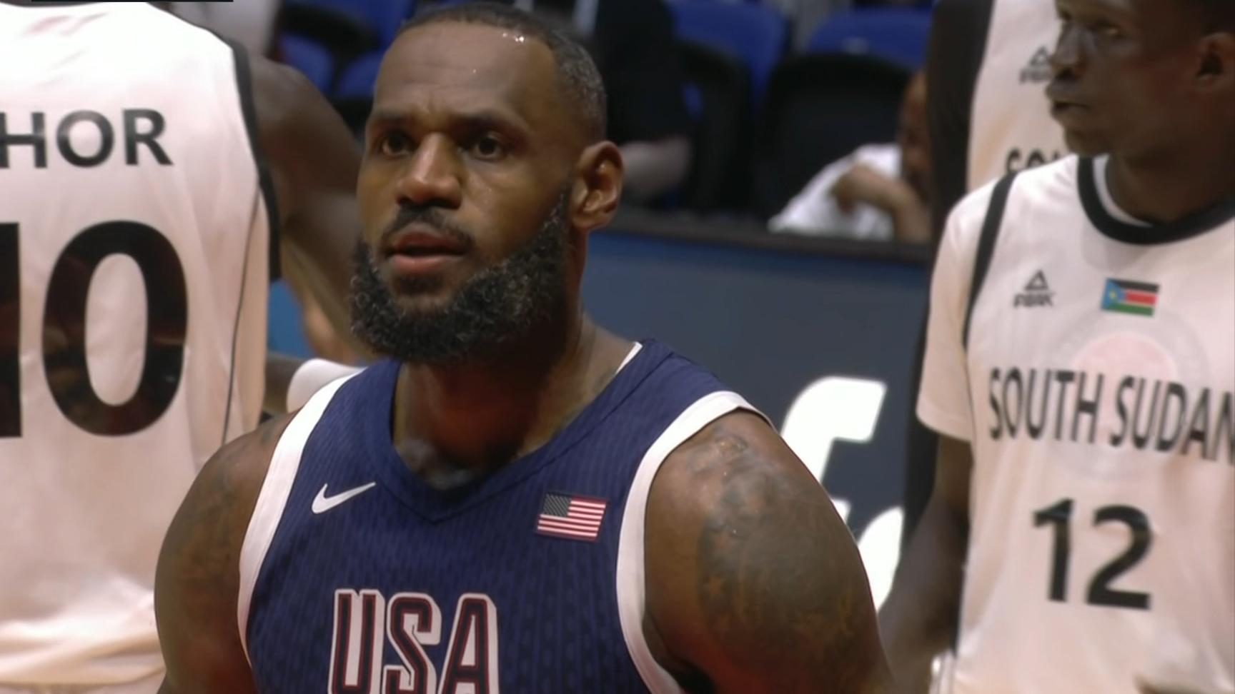 LeBron flexes after ferocious and-1 slam for Team USA - ESPN