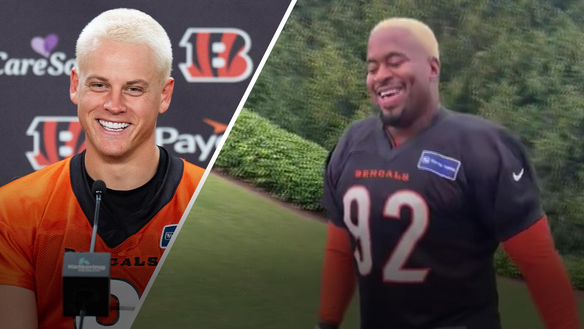 B.J. Hill matches Joe Burrow's bleached buzz cut Stream the Video