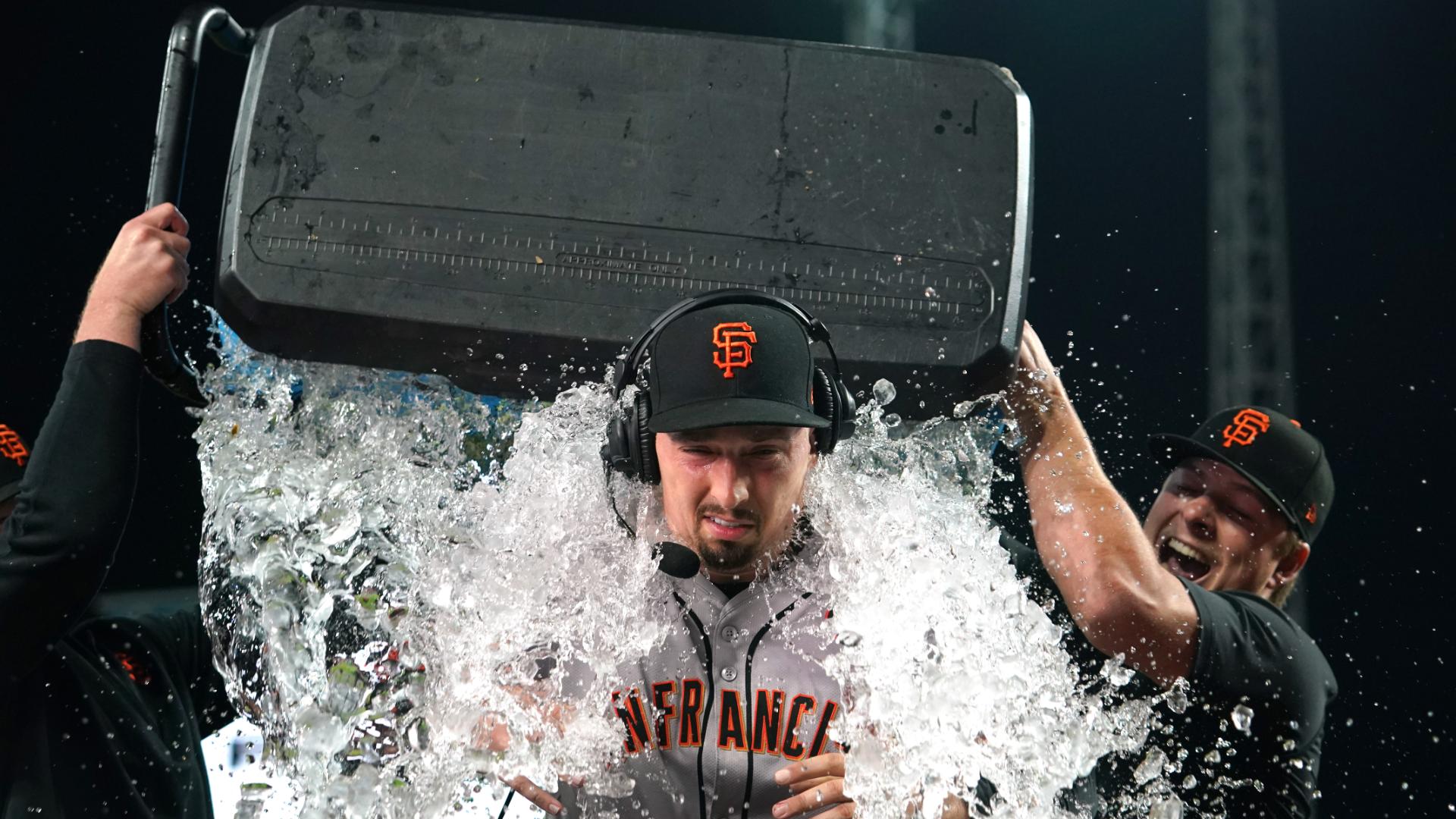 Blake Snell gets the ice bath after no-hitter