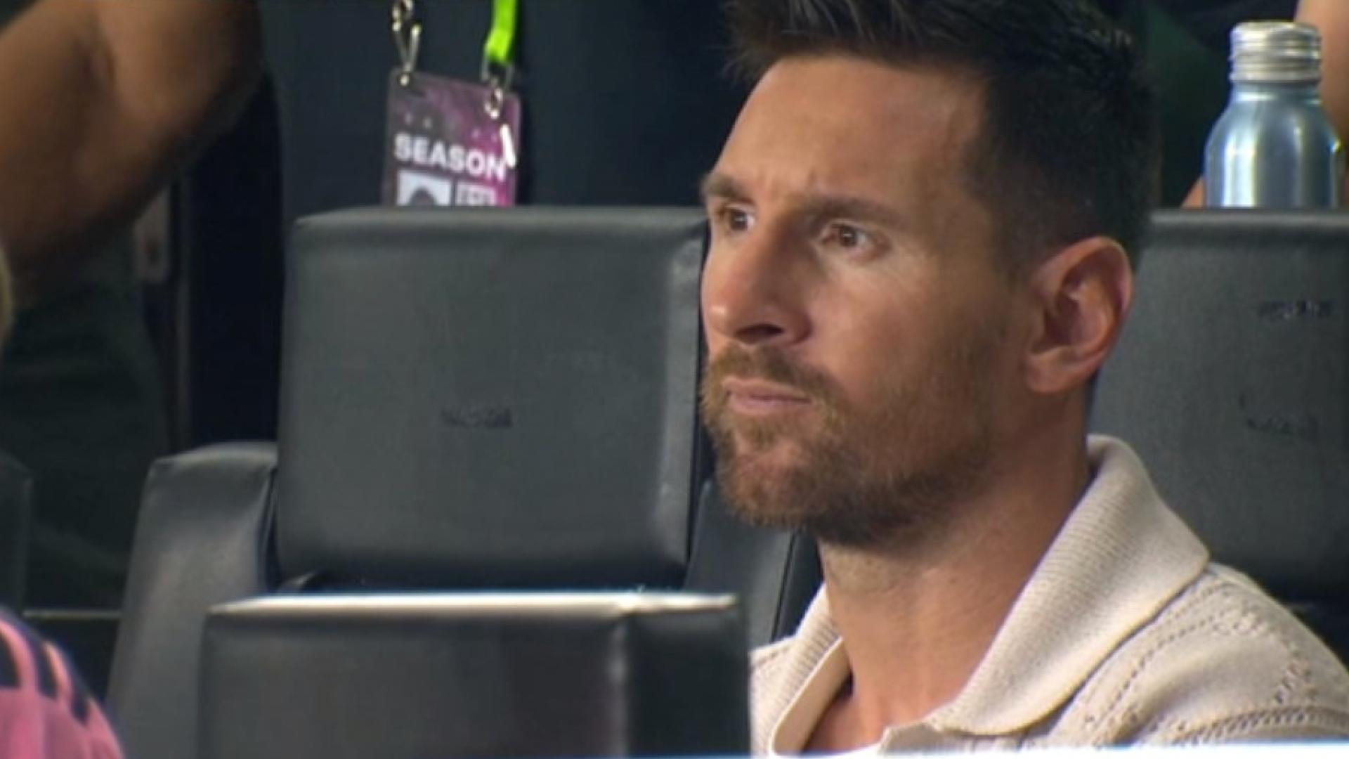 Messi looks on while Miami celebrates goal