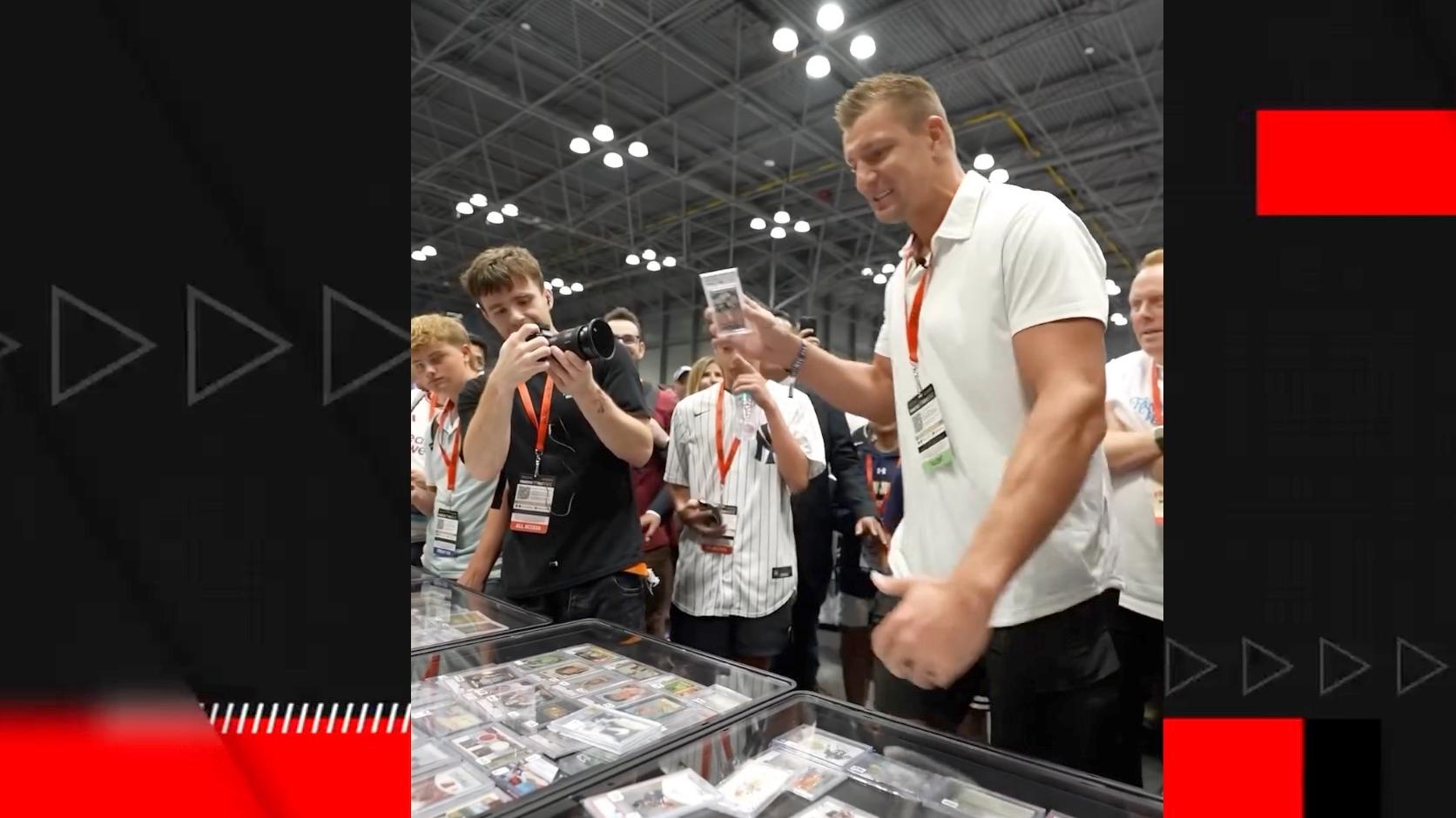 Gronk spikes his own trading card