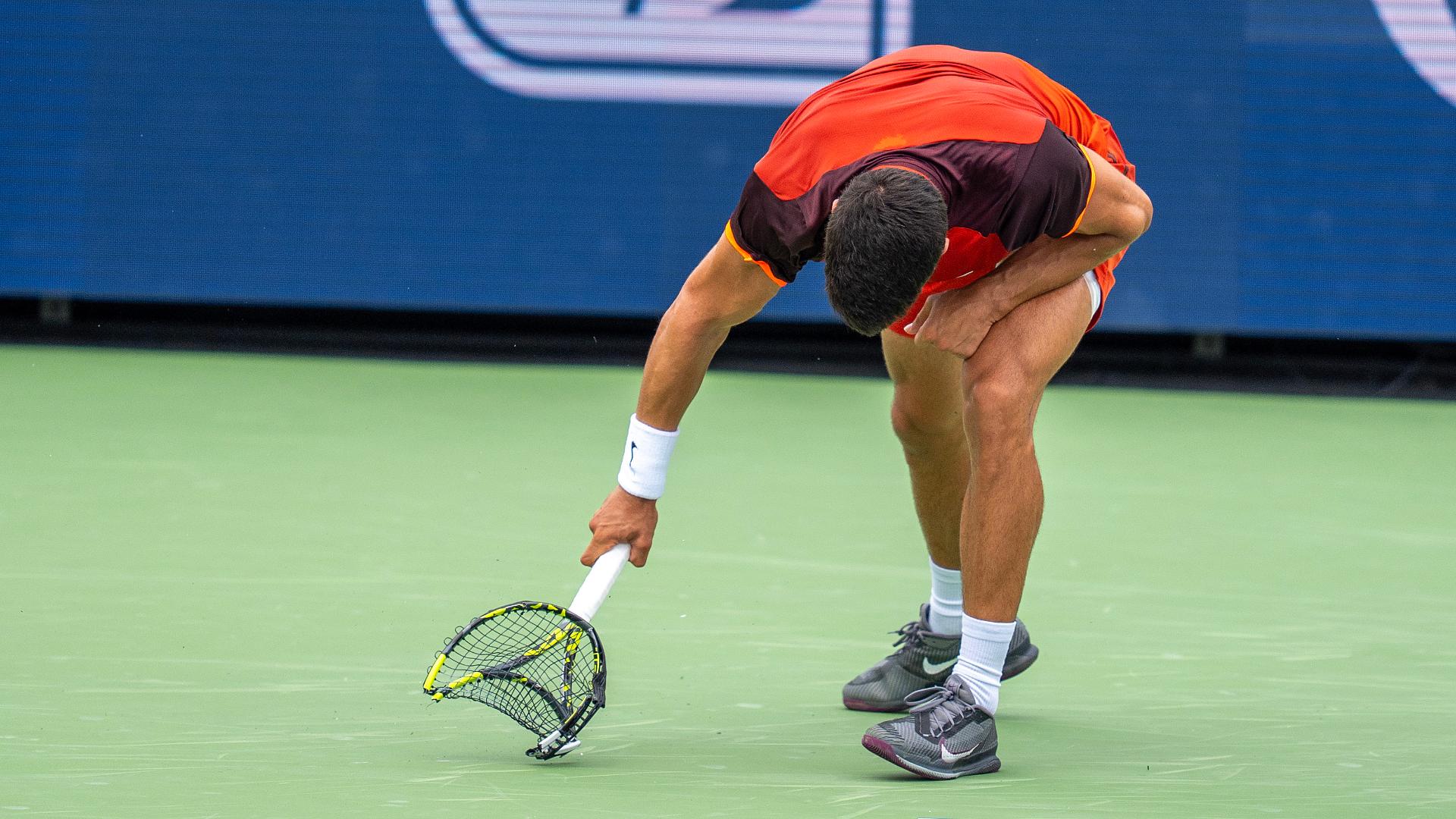 Carlos Alcaraz destroys racket in rare show of frustration