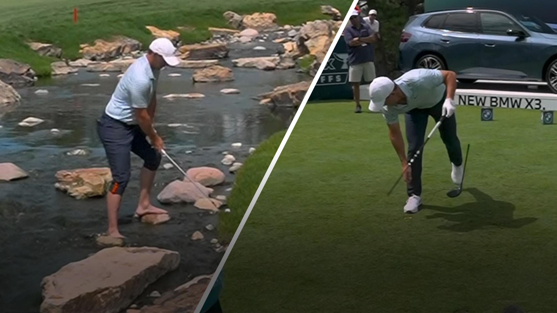 McIlroy accidentally snaps driver, finds green from the water