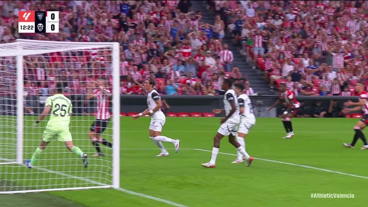 Iñaki Williams hits the woodwork